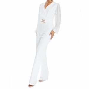 🔥Elegant White Jumpsuit Chiffon Buckle Palazzo Jumpsuit
QUIZ Sz 4 New